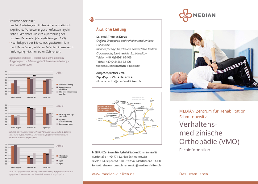 Verhaltensmedizinische Orthopädie (VMO) Flyer bei MEDIAN Zentrum für Rehabilitation Schmannewitz