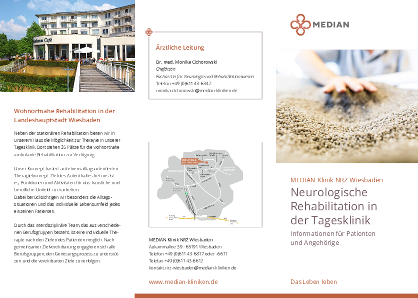 Infobroschüre Neurologische Rehabilitation in der Tagesklinik der MEDIAN Klinik NRZ Wiesbaden